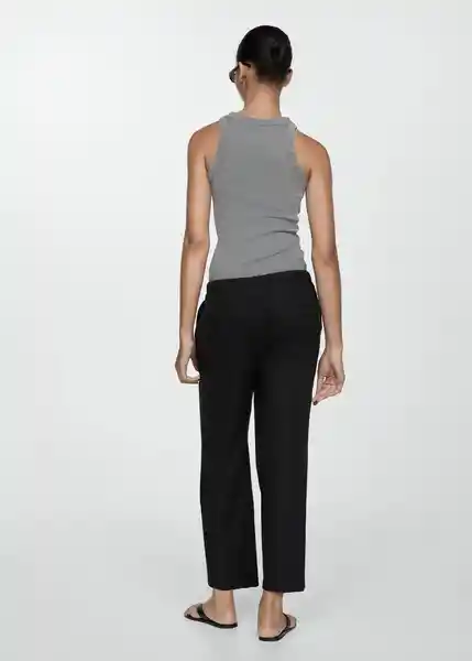 Pantalón Linen Negro Talla XL Mujer Mango