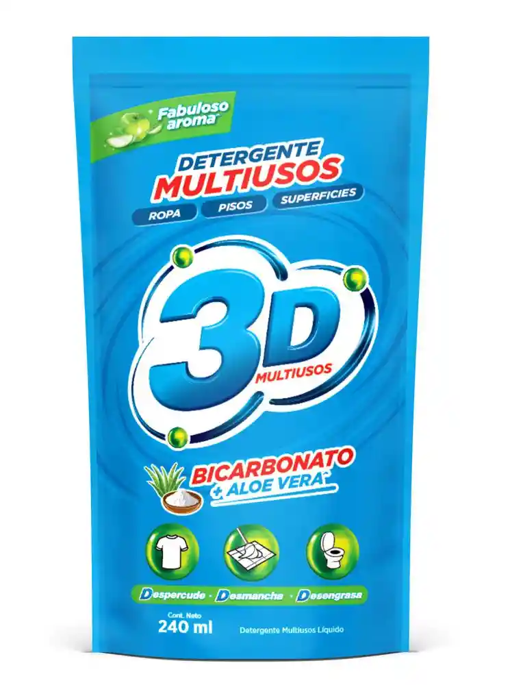 3D Detergente Líquido Multiusos Bicarbonato + Aloe Vera