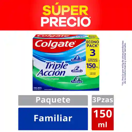 Colgate Crema Dental Triple Acción 150 mL x 3 Und