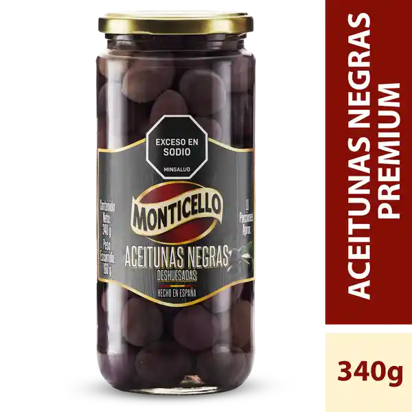 Monticello Aceitunas Negras Deshuesadas