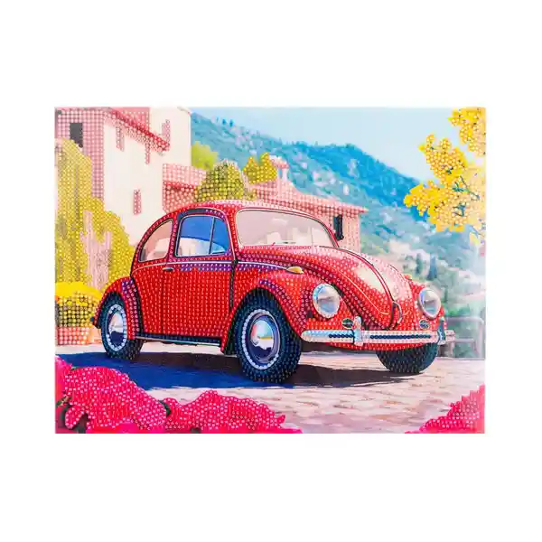 Toy Logic Cuadro de Arte Con Marco Diamantiny Carro Rojo Retro
