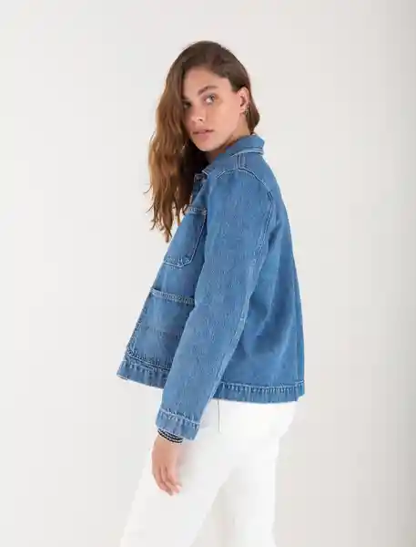 chaqueta en denim azul indigo medio talla s mujer Naf-Naf