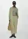 Pantalón Linen Verde Talla L Mujer Mango
