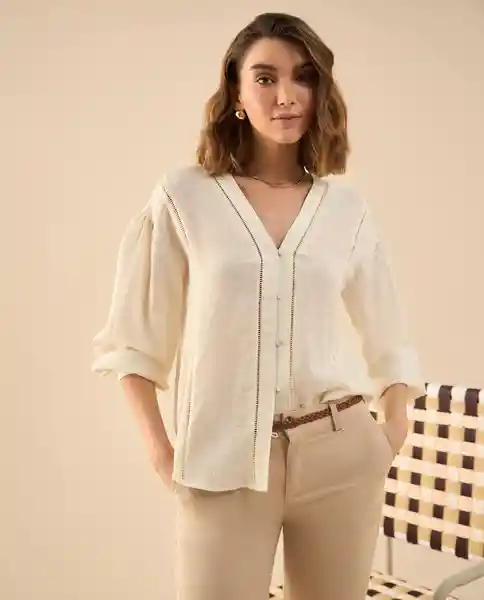 Camisa Cannoli Crudo Claro Talla XS 612G020 Esprit