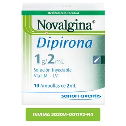 Novalgina 1g Inyectable Ampoyas 2mlX10 IMP BR
