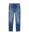 Jean Medium Rise Boyfit Azul Clásico Oscuro Talla 10 Chevignon