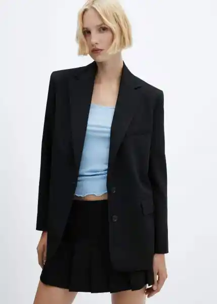 Blazer Americana Dipli Negro Talla L Mujer Mango