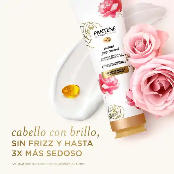 Acondicionador Pantene Pro-V Nutrient Blends Instant Frizz Control Colageno Pantenol y Extracto de Rosa Rinse 235 ml