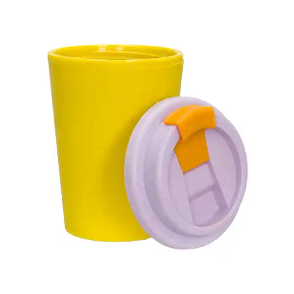 Vaso Tapa Fibra Mostaza 300 mL Diseño 0001 Casaideas