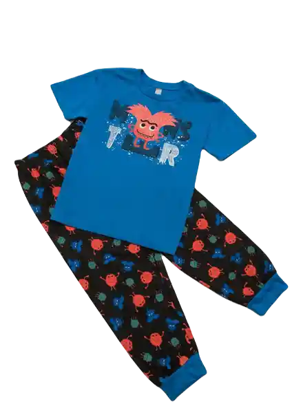 Pijama Camiseta Manga Corta y Pantalón Largo Azul Talla 8