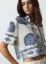 Camisa Buzin Mujer Azul Mezclilla Estampado Talla M Naf Naf
