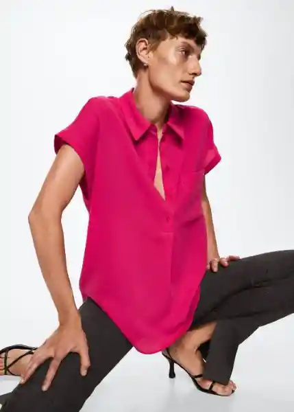 Blusa Lind-W Fucsia Talla L Mujer Mango