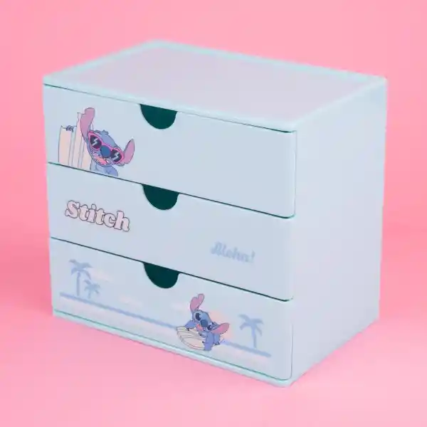 Organizador Plástico de 3 Cajones Serie Disney Stitch Miniso