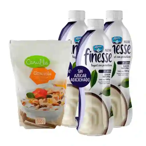 Combo Carulla Granola Miel + Finesse Yogurt Natural Sin Azúcar