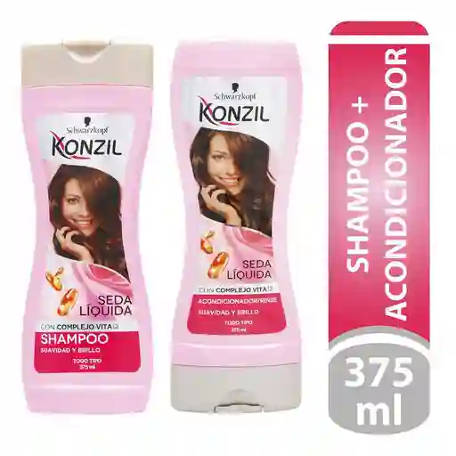 Konzil Pack de Shampoo + Acondicionador con Seda Liquida