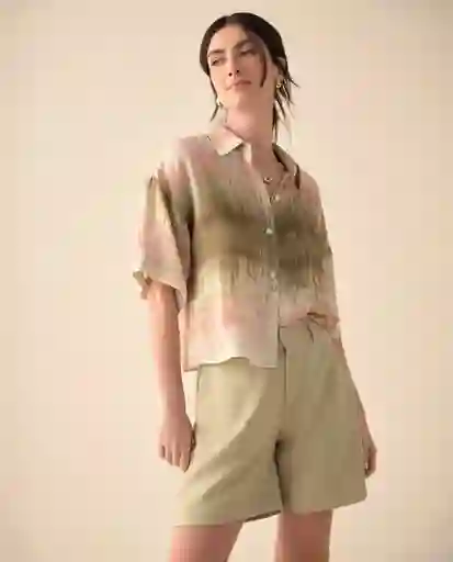 Camisa Beige Natural Medio Talla L 611G000 Esprit