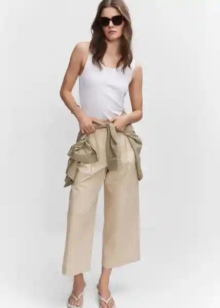 Pantalón Pope Beige Talla 44 Mujer Mango