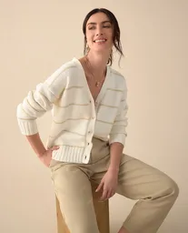 Suéter Tejido Crudo Vainilla Claro Talla M 661G206 Esprit