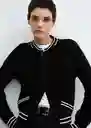 Chaqueta Cazadora Tricot Bruna Negro Talla M Mujer Mango