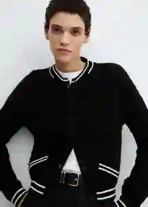 Chaqueta Cazadora Tricot Bruna Negro Talla M Mujer Mango