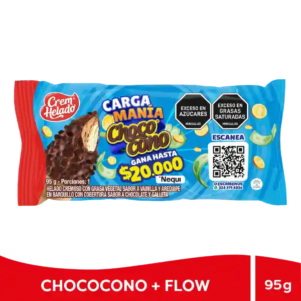 Promo 2025 Chocono Flow Crem Helado Vainilla Arequipe (95 Gr)