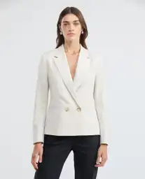 Blazer Lino Crudo Pergamino Claro Talla Xl Mujer Chevignon