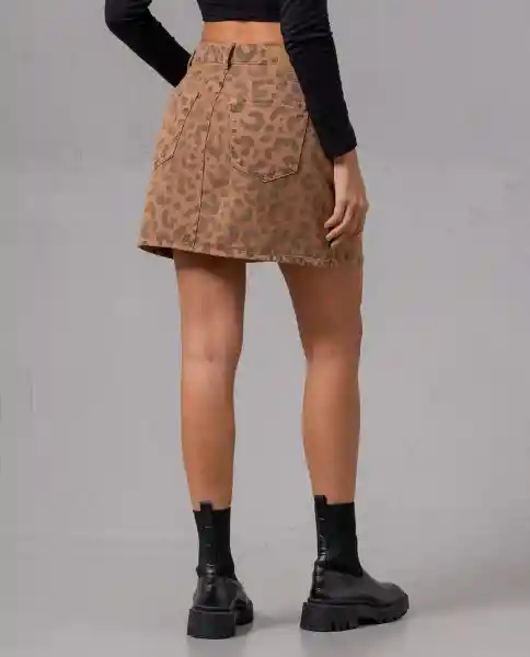 Falda Corta Mujer Print Cafe Biscuit Medio Talla 10 75097 Rifle