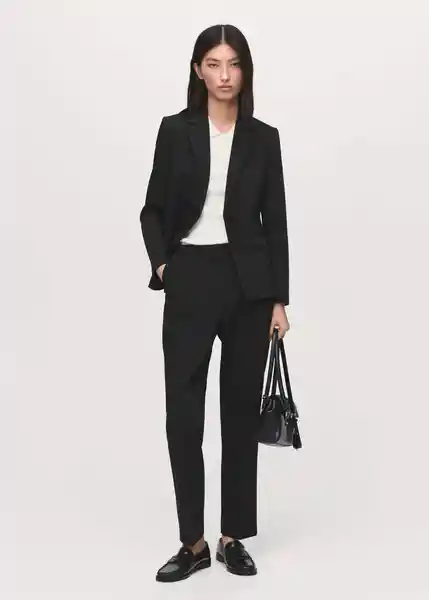 Blazer Americana Boreal Negro Talla 38 Mujer Mango