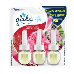 Glade ambientador aceites naturales 3 repuestos, 63 ml