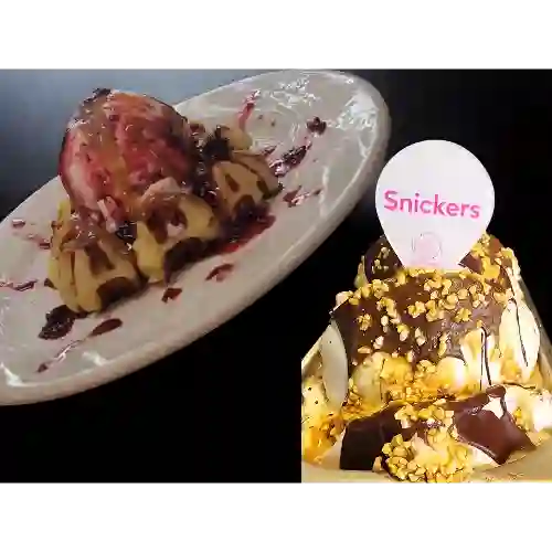 Waffe con Gelato de Snickers