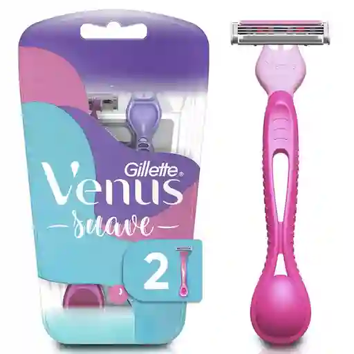GILLETTE Venus Suave Cuchilla de Afeitar Mujer Depilación Coporal al Ras Máquina de Afeitar Mujer 2 Uds