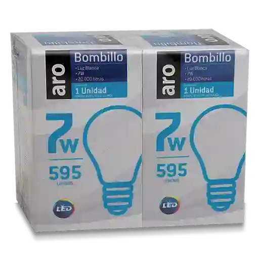 Bombillo Led 7W Luz Blanca E27 20000H Aro