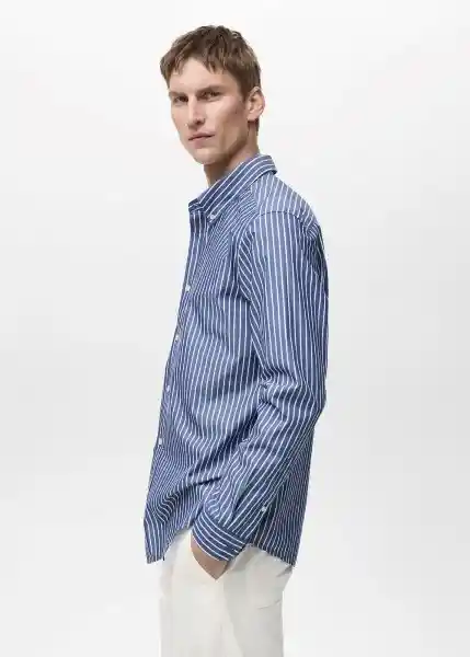 Camisa Pisa Navy Talla L Hombre Mango
