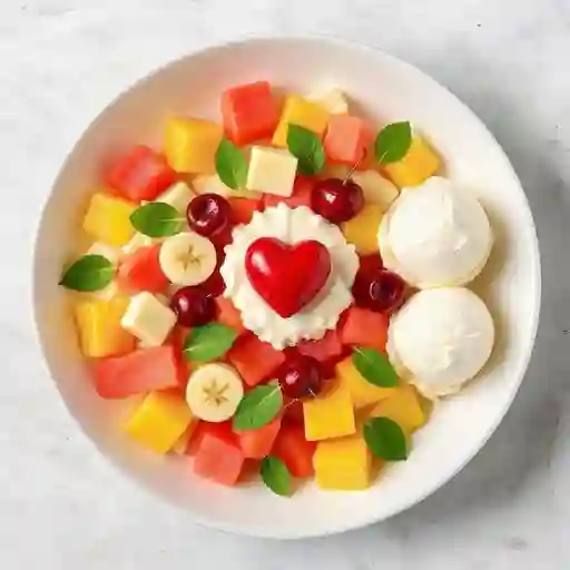 Ensalada De Frutas Con Corazon De Cereza