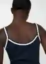 Top Ravioli Navy Talla M Mujer Mango