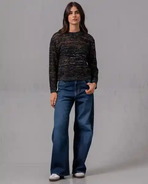 Buzo Mujer Con Lurex Negro Noche Ultraoscuro XL 66392 Rifle