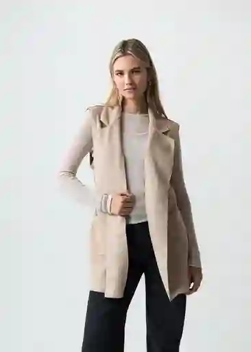 Chaleco Mujer Beige Polvillo Medio Talla L 523G033 Naf Naf