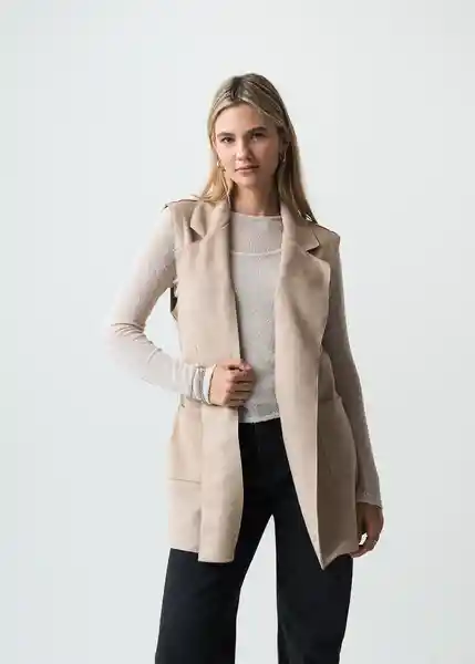 Chaleco Mujer Beige Polvillo Medio Talla L 523G033 Naf Naf