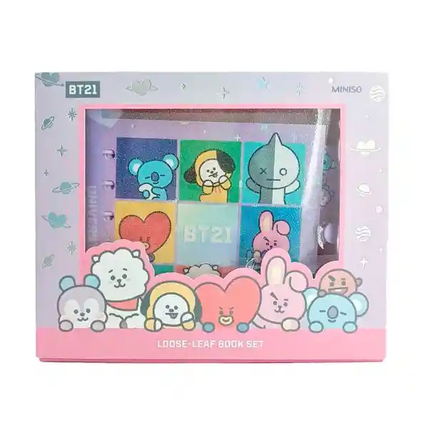 Bt21 Cuaderno Argollado Esfero Gel Stickers 80 Hojas