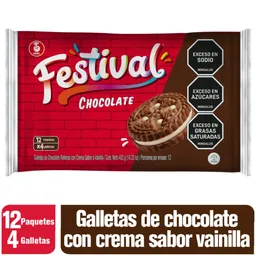 Festival Galleta de Chocolate Rellena con Crema Sabor Vainilla