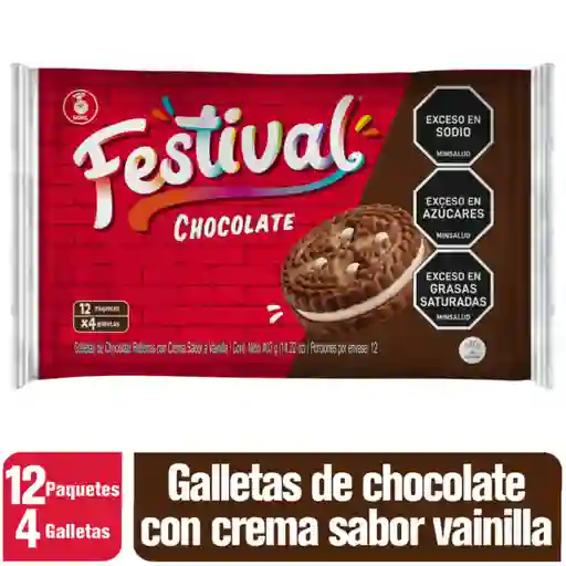 Festival Galleta de Chocolate Rellena con Crema Sabor Vainilla