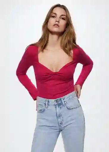 Top Pear-W Fucsia Talla L Mujer Mango