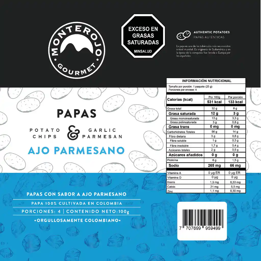 Monterojo Papas Ajo Parmesano Alpina 100 gr