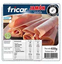 Jamón sanduche fricar - 450gr