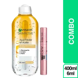 Combo Maybelline Pestañina Sky High + Garnier Agua Micelar