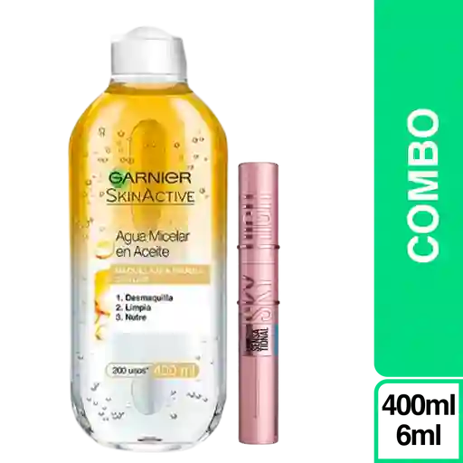 Combo Maybelline Pestañina Sky High + Garnier Agua Micelar