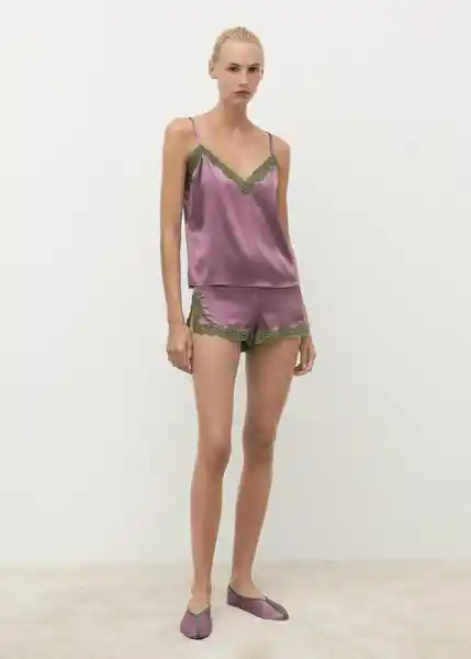 Short Pijama Jones Ciruela Talla L Mujer Mango