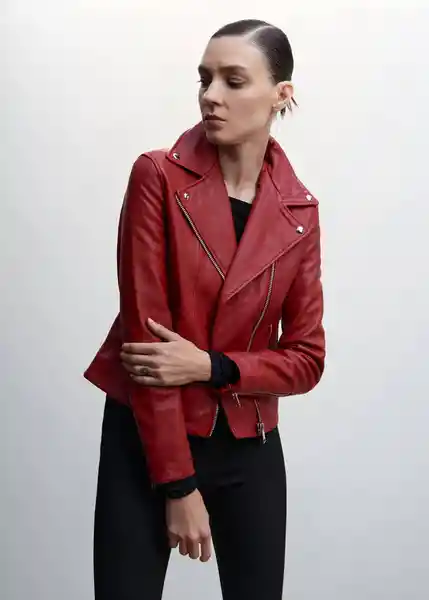 Chaqueta Cazadora Perfecto Burdeos Talla 24 Mujer Mango