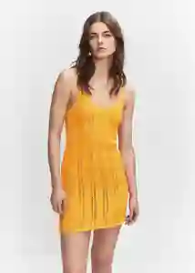 Vestido Cari Mostaza Talla L Mujer Mango
