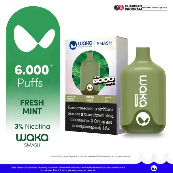 WAKA Smash Vape Fresh Mint 3% 6.000 puffs